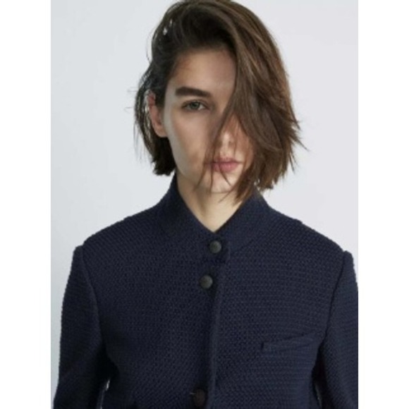 Rag & Bone Slade Tweed Blazer Coat Blue Size 6 - Picture 1 of 9